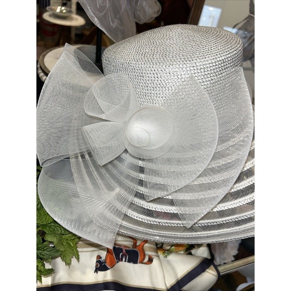 Fine Millinery By August Women\'s Derby Church Hat Gray Silver Wide Band Sparkle main image 7